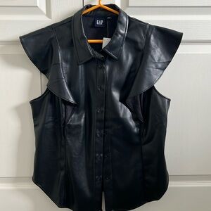 NWT GAP black faux leather top